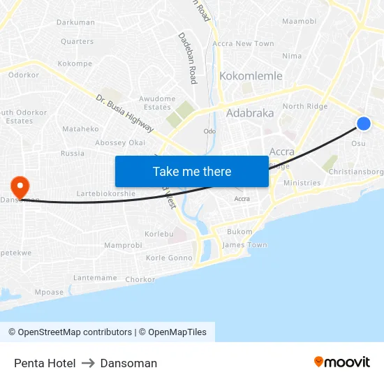 Penta Hotel to Dansoman map