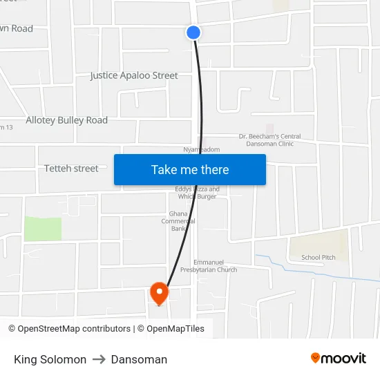 King Solomon to Dansoman map