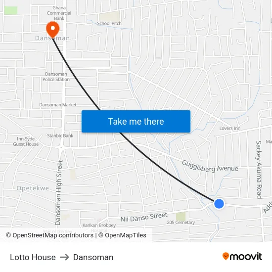 Lotto House to Dansoman map