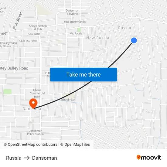 Russia to Dansoman map