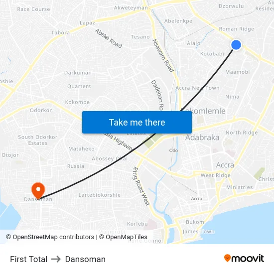 First Total to Dansoman map