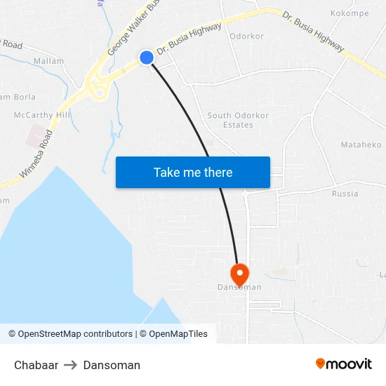 Chabaar to Dansoman map