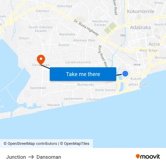 Junction to Dansoman map