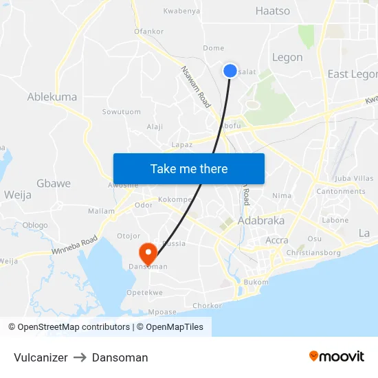 Vulcanizer to Dansoman map