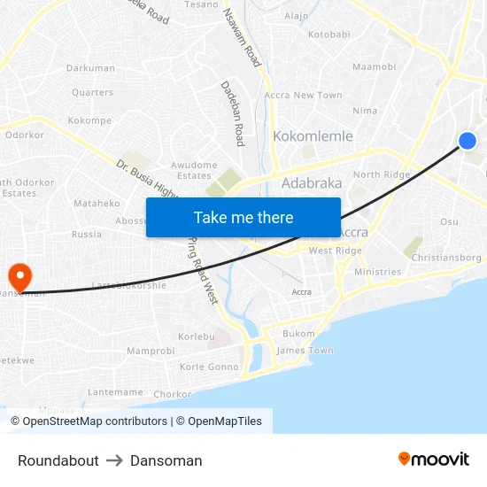 Roundabout to Dansoman map