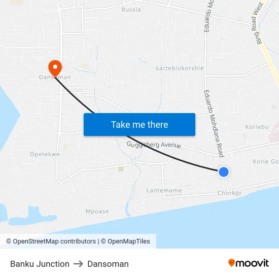 Banku Junction to Dansoman map