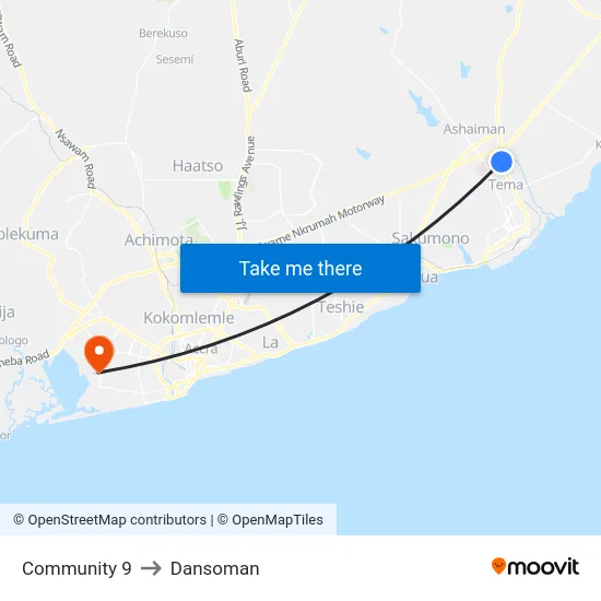 Community 9 to Dansoman map