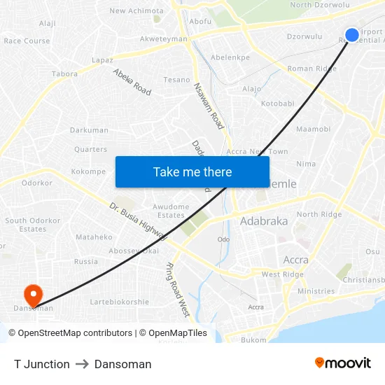 T Junction to Dansoman map
