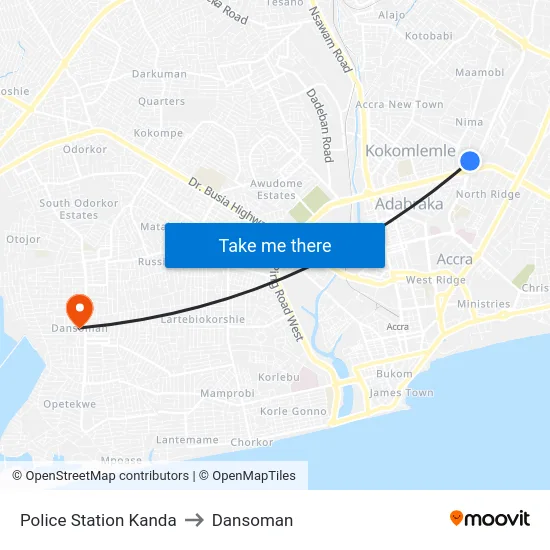 Police Station Kanda to Dansoman map
