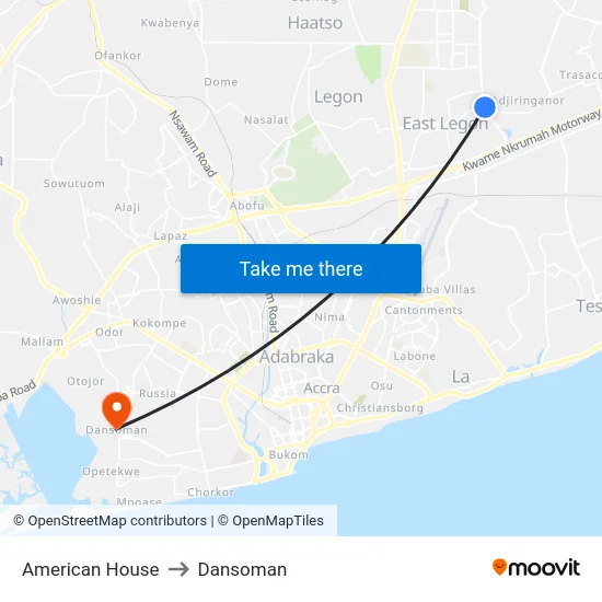American House to Dansoman map