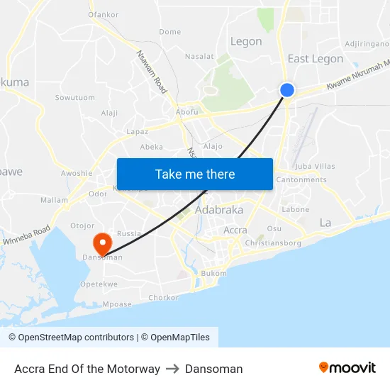 Accra End Of the Motorway to Dansoman map