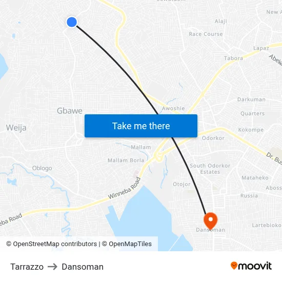 Tarrazzo to Dansoman map