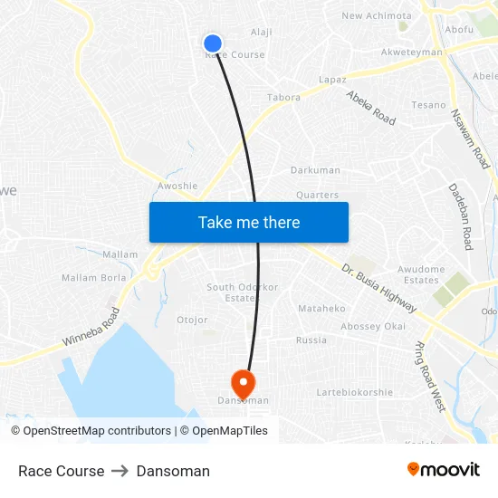 Race Course to Dansoman map