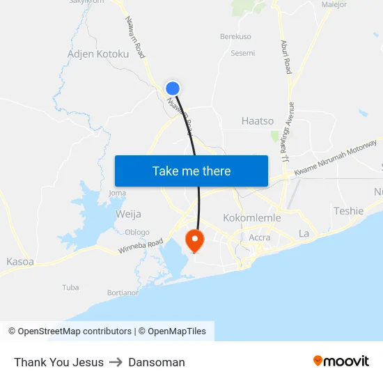 Thank You Jesus to Dansoman map