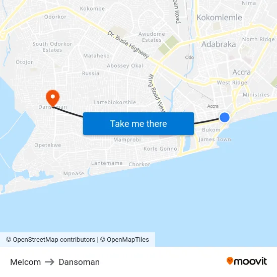 Melcom to Dansoman map