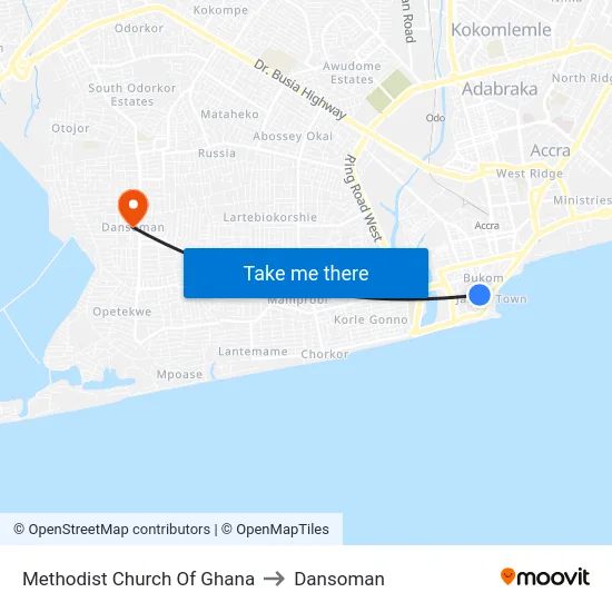Methodist Church Of Ghana to Dansoman map