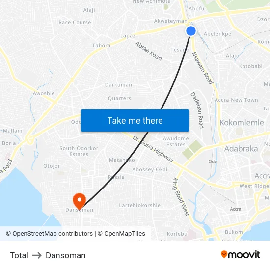 Total to Dansoman map
