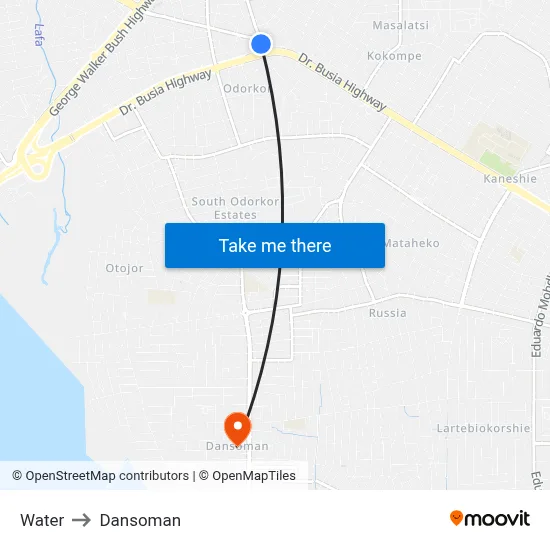 Water to Dansoman map