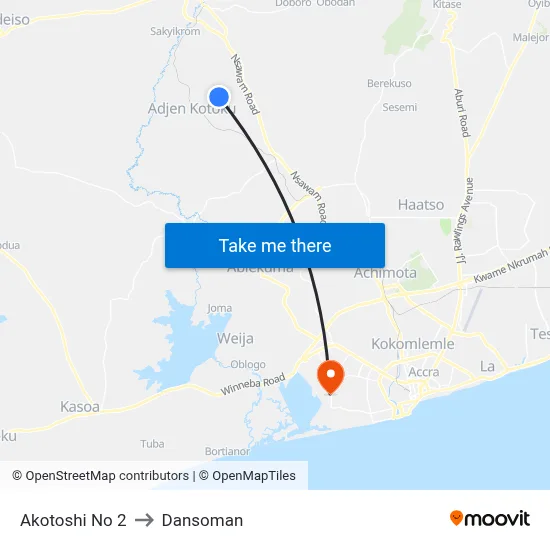 Akotoshi No 2 to Dansoman map