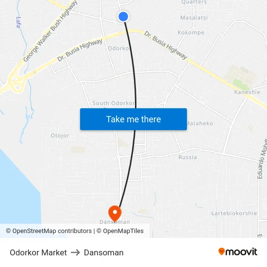 Odorkor Market to Dansoman map