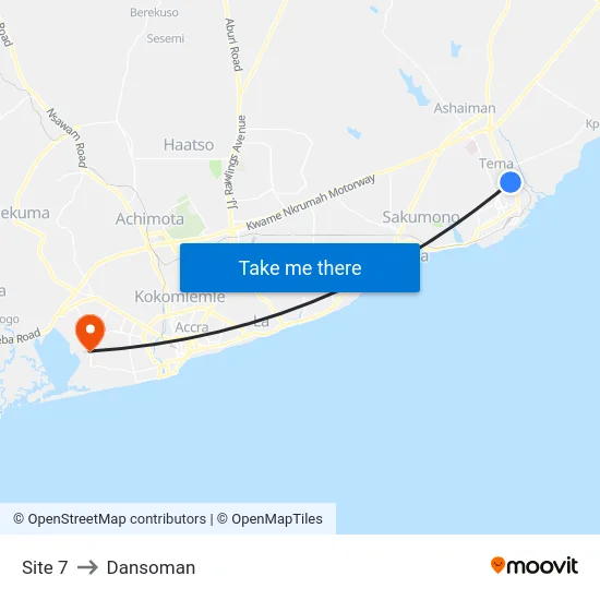 Site 7 to Dansoman map