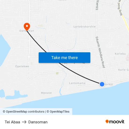 Tei Abaa to Dansoman map