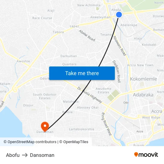 Abofu to Dansoman map