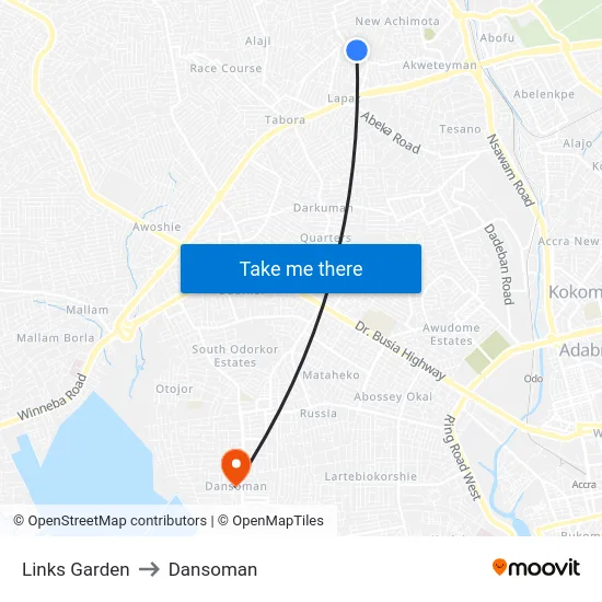 Links Garden to Dansoman map