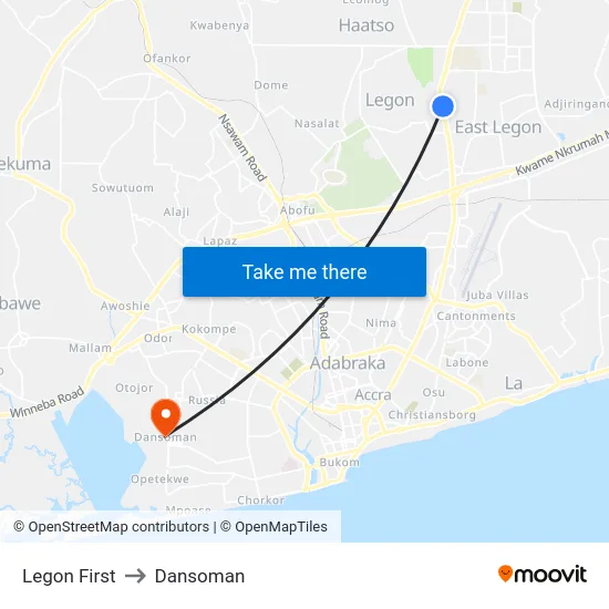 Legon First to Dansoman map