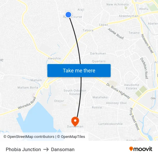 Phobia Junction to Dansoman map