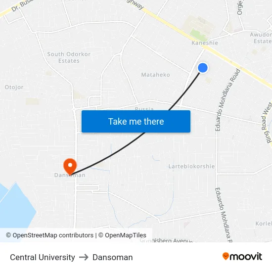 Central University to Dansoman map