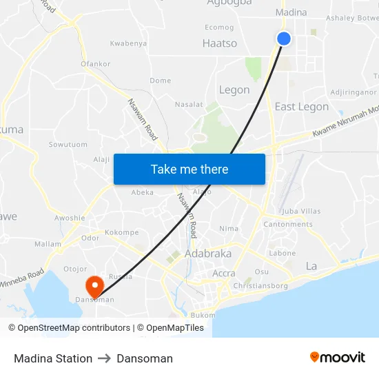 Madina Station to Dansoman map