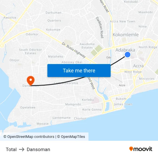 Total to Dansoman map
