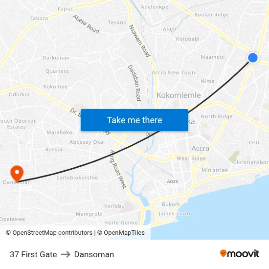 37 First Gate to Dansoman map