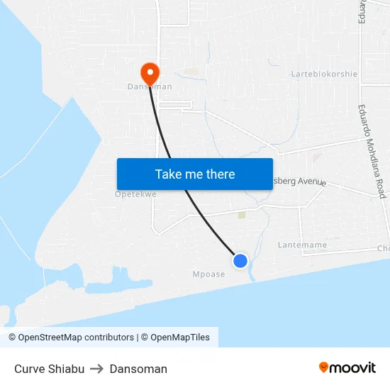 Curve Shiabu to Dansoman map