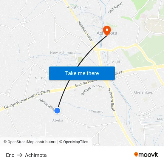Eno to Achimota map