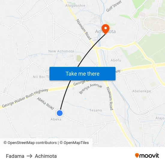 Fadama to Achimota map