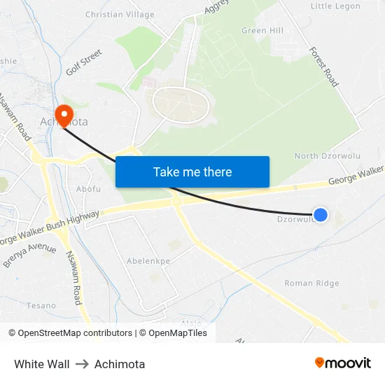 White Wall to Achimota map