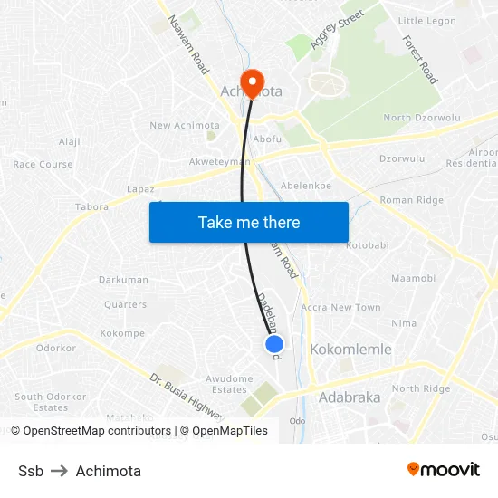 Ssb to Achimota map