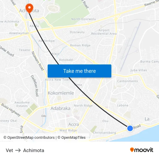 Vet to Achimota map