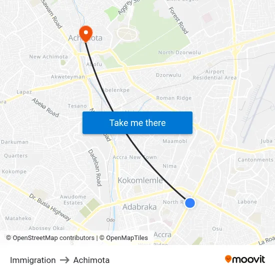Immigration to Achimota map