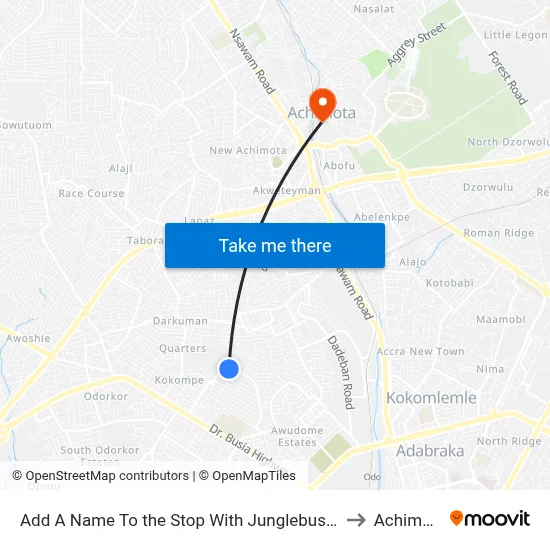 Add A Name To the Stop With Junglebus App to Achimota map