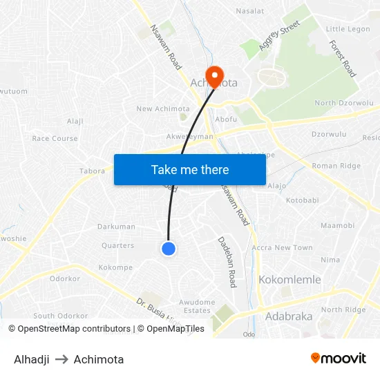 Alhadji to Achimota map