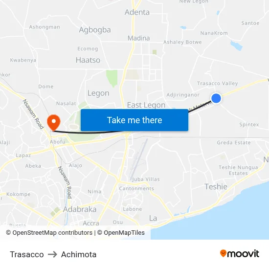 Trasacco to Achimota map