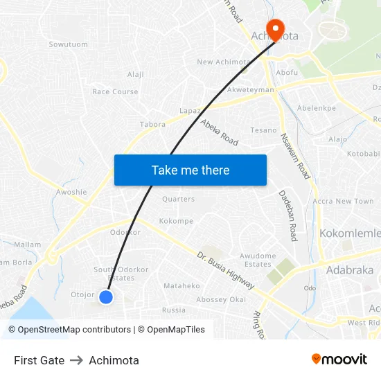 First Gate to Achimota map