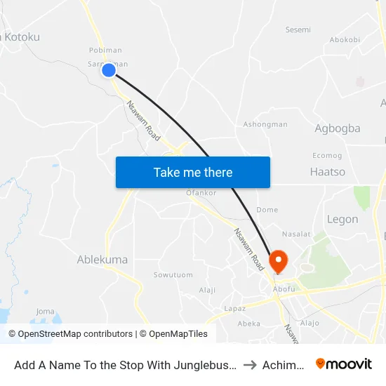 Add A Name To the Stop With Junglebus App to Achimota map