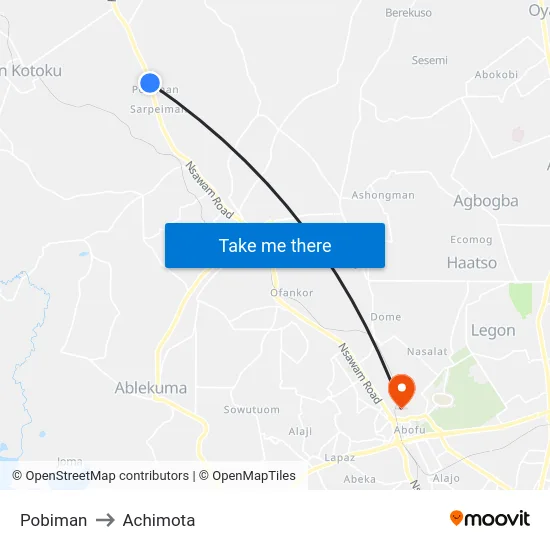 Pobiman to Achimota map