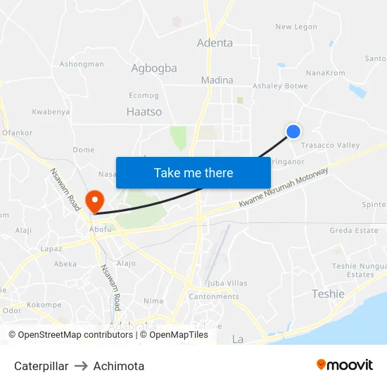 Caterpillar to Achimota map