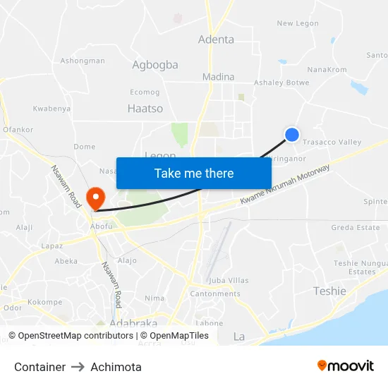 Container to Achimota map
