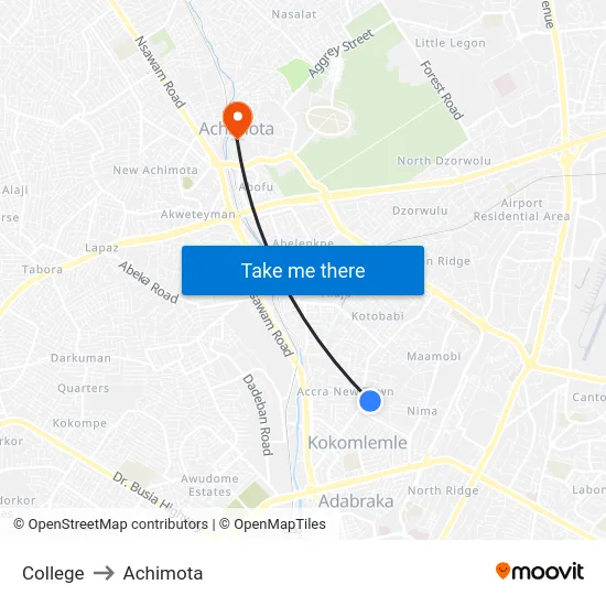 College to Achimota map